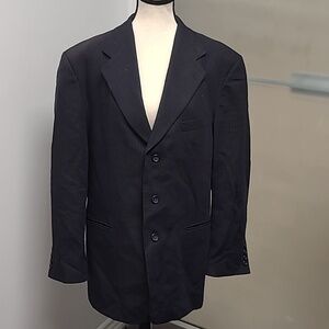 Oscar Jacobson Size 50R Dark Navy Pinstripe Wool Suit Jacket